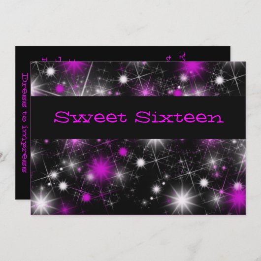 , Paarse en zwarte zestien uitnodigingen (Voorkant / Achterkant)