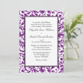 Paarse en zwarte zwembroek Damask Wedding Kaart (Staand voorkant)