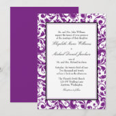 Paarse en zwarte zwembroek Damask Wedding Kaart (Voorkant / Achterkant)