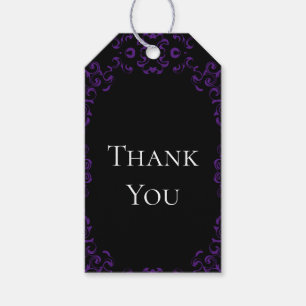 Paarse en zwarte zwitserse Gothic Wedding Cadeaulabel