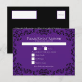 Paarse en zwarte zwitserse Gothic Wedding Feestdagenkaart (Voorkant / Achterkant)