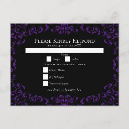 Paarse en zwarte zwitserse Gothic Wedding Feestdagenkaart