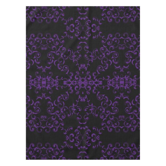 Paarse en zwarte zwitserse Gothic Wedding Tafelkleed (Voorkant)