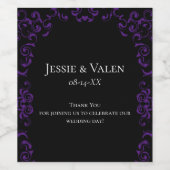 Paarse en zwarte zwitserse Gothic Wedding Wijn Etiket (Enkel label)