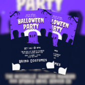 Paarse enge grafsteen Halloween Party Kaart