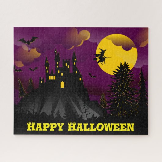 Paarse enge Halloween Legpuzzel (Horizontaal)