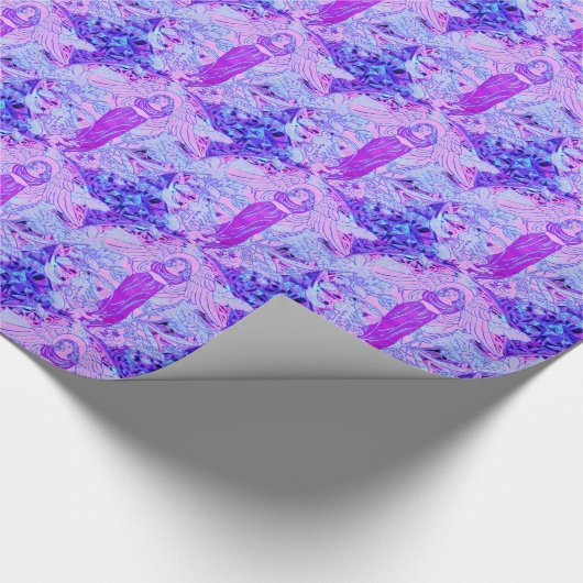 Paarse engel met bloemen cadeaupapier (Hoek)