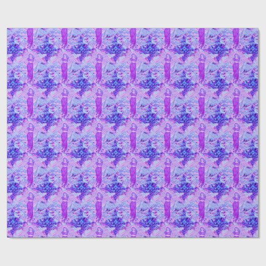 Paarse engel met bloemen cadeaupapier (Vlak)