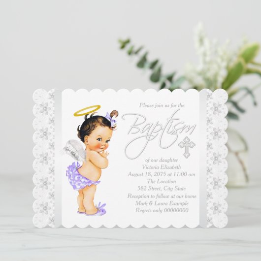 Paarse engelendoop kaart (Staand voorkant)