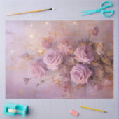  paarse Engelse rozen boeket gouden folie Tissuepapier (Craft)