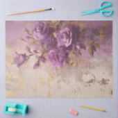  paarse Engelse rozen gouden folie barok Tissuepapier (Craft)