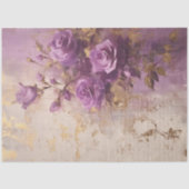 paarse Engelse rozen gouden folie barok Tissuepapier (Voorkant)