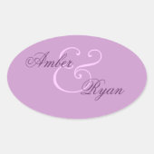 Paarse envelop Seal Bruiloft Ovale Sticker (Voorkant)