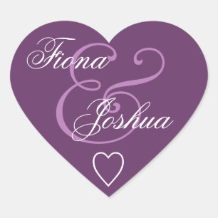 Paarse envelop voor het huwelijk van het huwelijk hart sticker
