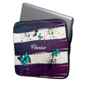 Paarse Ephemera levendige kleurenkunst Laptop Sleeve (Voorkant Links)