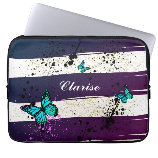 Paarse Ephemera levendige kleurenkunst Laptop Sleeve (Voorkant)