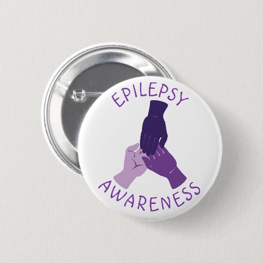 Paarse Epilepsie Bewustzijn Handen Ondersteuning Ronde Button 5,7 Cm (Voorkant /achterkant)