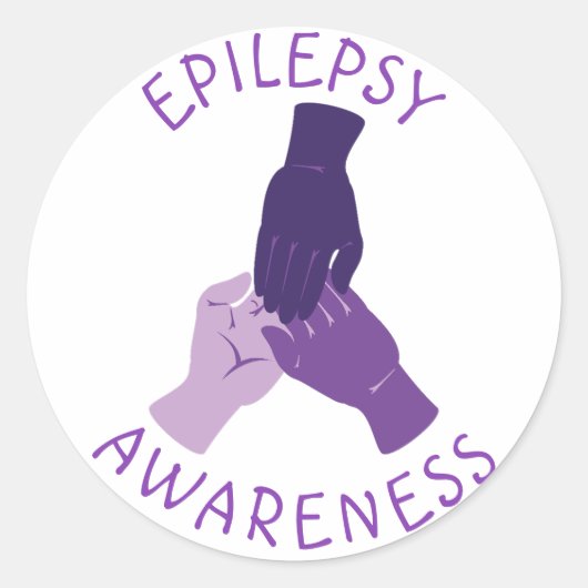 Paarse Epilepsie Bewustzijn Handen Ondersteuning Ronde Sticker (Voorkant)