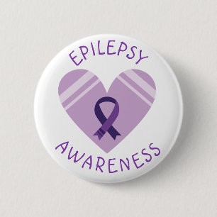 Paarse Epilepsie Bewustzijn Hartlint Ondersteuning Ronde Button 5,7 Cm