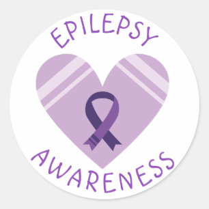 Paarse Epilepsie Bewustzijn Hartlint Ondersteuning Ronde Sticker