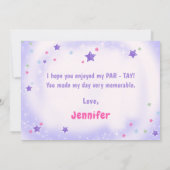 Paarse Eras Verjaardagsfeestje Vriendschapsarmband Bedankkaart (Achterkant)