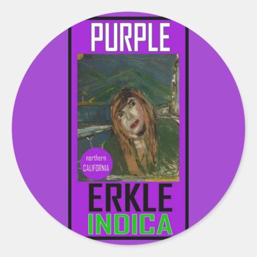PAARSE ERKLE INDICA RONDE STICKER (Voorkant)