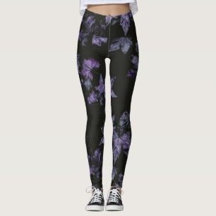 Paarse esdoornbladpatroon leggings
