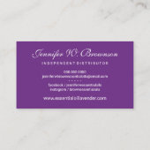 Paarse Essential Oils Laadbloemen Visitekaartje (Achterkant)