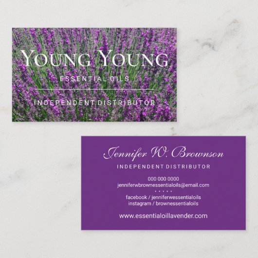 Paarse Essential Oils Laadbloemen Visitekaartje (Voorkant / Achterkant)