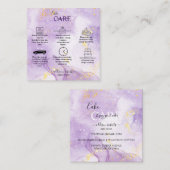 Paarse esthetische Cake Care Square Visitekaartje (Voorkant / Achterkant)