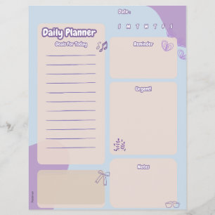 Paarse esthetische dagelijkse plannerpagina flyer