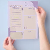 Paarse esthetische dagelijkse plannerpagina flyer (Hand)