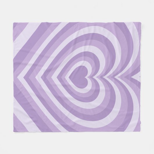 Paarse esthetische groovy herhalende hartenpatroon fleece deken (Voorkant (Horizontaal))
