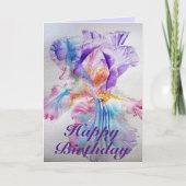 Paarse etherale Iris Waterverf Birthday Kaart (Voorkant)
