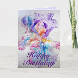 Paarse etherale Iris Waterverf Birthday Kaart