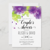 Paarse etherbloemen trouwparen douchen kaart (Voorkant)