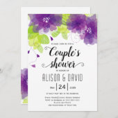 Paarse etherbloemen trouwparen douchen kaart (Voorkant / Achterkant)