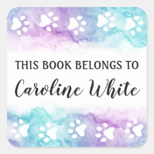 Paarse etiketten op waterverf van aqua