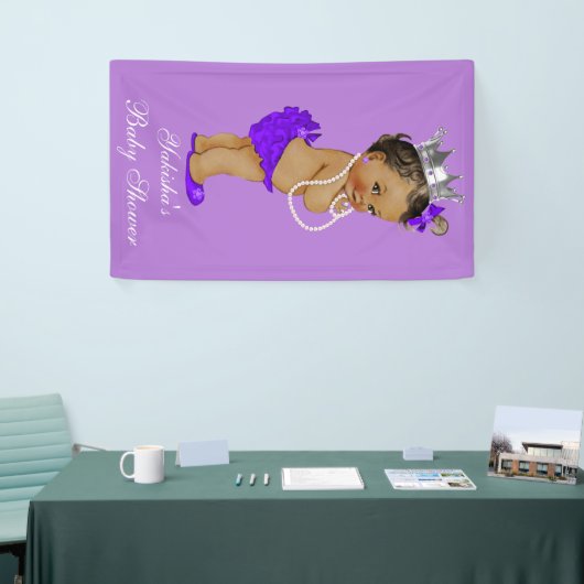 Paarse etnische kleine prinses Baby shower Spandoek (Beurs)