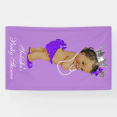 Paarse etnische kleine prinses Baby shower Spandoek (Horizontaal)