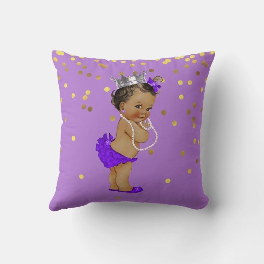 Paarse  Etnische Prinses Baby Gold Confetti Kussen (Achterkant)