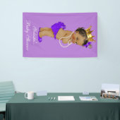 Paarse Etnische Prinses Baby shower Gold Crown Spandoek (Beurs)