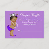 Paarse Etnische Prinses Baby shower Luier Raffle Informatiekaartje (Achterkant)