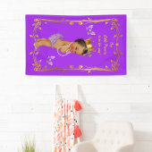 Paarse Etnische Prinses Butterflies Gold Lijst Spandoek (Insitu)