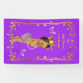 Paarse Etnische Prinses Butterflies Gold Lijst Spandoek (Horizontaal)