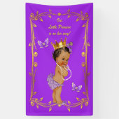 Paarse Etnische Prinses Butterflies Gold Lijst Spandoek (Verticaal)