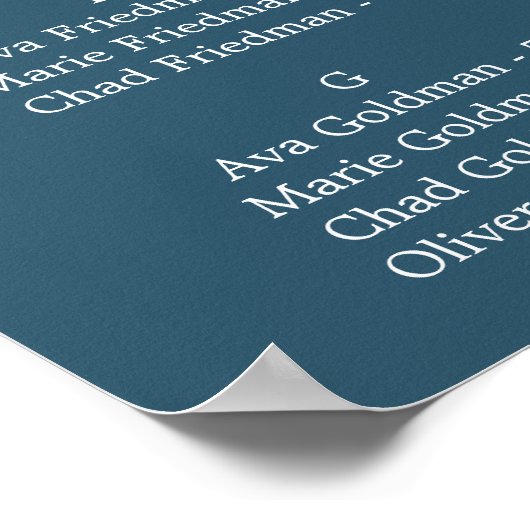 Paarse Eucalyptus Blue Alfabetical Seating Chart Poster (Hoek)