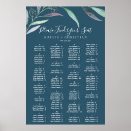 Paarse Eucalyptus Blue Alfabetical Seating Chart Poster