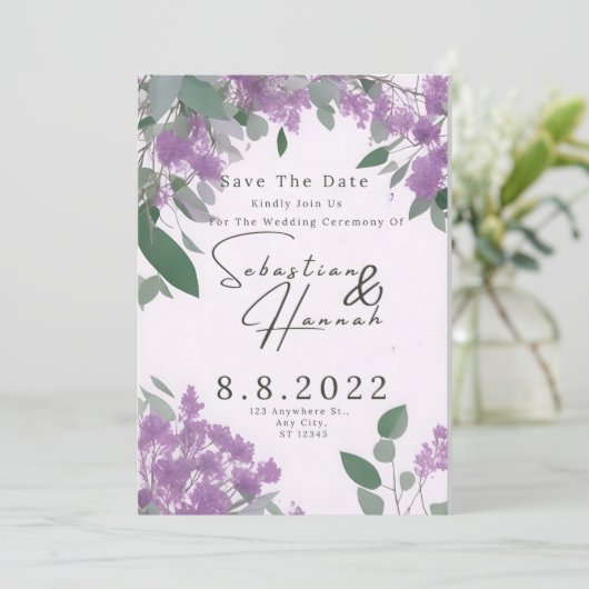 Paarse Eucalyptus Botanisch Elegant en Eenvoudig Kaart (Staand voorkant)