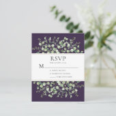 Paarse Eucalyptus Bruiloft RSVP Kaartje (Staand voorkant)